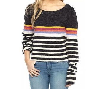 Free People Complete Me Striped Long Sleeve Alpaca Blend Sweater Size Small